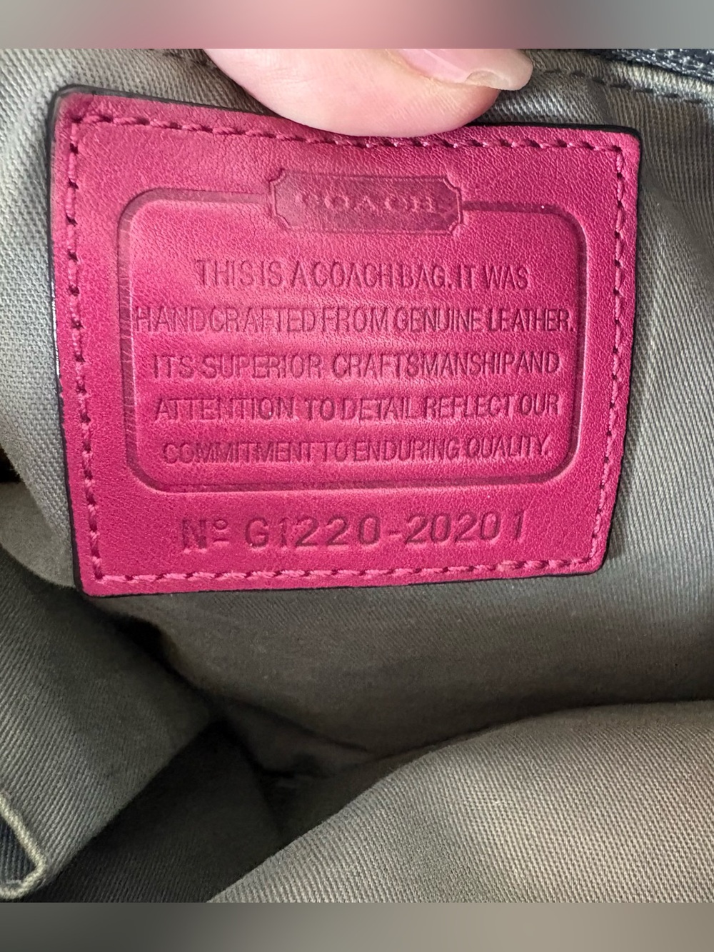 Coach Legacy Rory Textured Pebbled Leather Bobo in the Graphite/Berry colorway - Picture 9 of 17